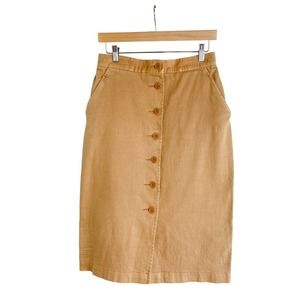 Aritzia Wilfred Tan Twill Button Front Skirt Size 8